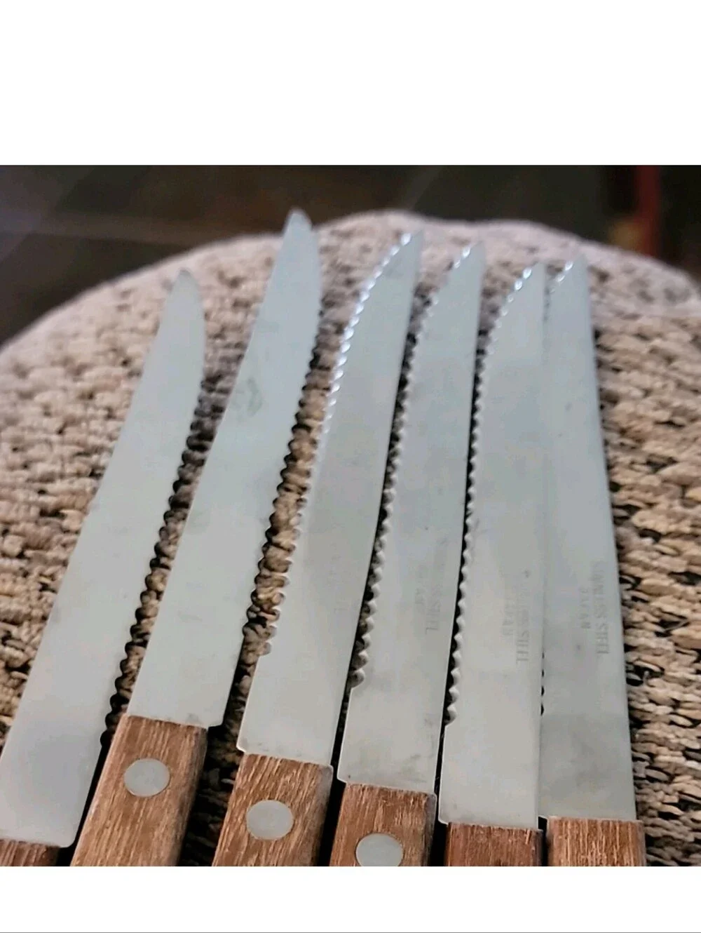 Japan SIX Stainless Steel Steak Knife Set Wood Handle Steak Knives Serrated